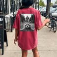 Raccoon Women's Oversized T-Shirt - Bigfoot Sasquatch Print Back Crimson