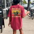 Retro First Of All I'm A Delight Angry Raccoon Animal Women's Oversized Comfort T-Shirt Back Print Crimson