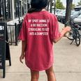 My Spirit Animal Is A Fat Raccoon Joke Sarcastic Women's Oversized Comfort T-Shirt Back Print Crimson