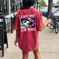 Street Cats & Raccoons Women's Oversized T-Shirt - Eat Trash Theme Crimson
