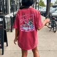 Women's Oversized Raccoon Back Print T-Shirt - Fun Strawberry Jam Theme Crimson