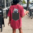 Women's Oversized T-Shirt - Cute Back Print Raccoon Theme Crimson