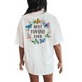 Best Mamaw Ever Butterfly Floral Personalized Name Women's Oversized Comfort T-Shirt Back Print Ivory