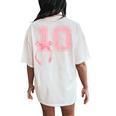 Birthday Girl Pink Coquette Bow 10 Year Old Aesthetic Girly Women's Oversized Comfort T-Shirt Back Print Ivory