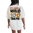 Its Been A Wild 100 Day Of School Animal Boys Girls Students Women's Oversized Comfort T-Shirt Back Print Ivory