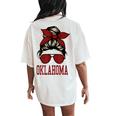Oklahoma Girl Mom Messy Bun Hair Ok Us College Font Women's Oversized Comfort T-Shirt Back Print Ivory