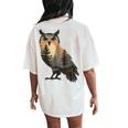 Owl Hunting Hiking Outdoor Camping Forest Owl Women's Oversized Comfort T-Shirt Back Print Ivory
