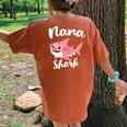Nana Shark Mother's Day Grandma Women's Oversized Comfort T-Shirt Back Print Mustard