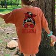 Oklahoma Girl Mom Messy Bun Hair Ok Us College Font Women's Oversized Comfort T-Shirt Back Print Mustard