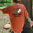 Baseball Grandma Leopard Heart Proud Baseball Grandma Women's Oversized Comfort T-Shirt Back Print Yam