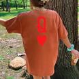 Queen Of Hearts King Of Heart Couple Matching Letter Q Women's Oversized Comfort T-Shirt Back Print Yam