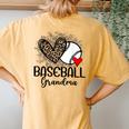 Baseball Grandma Leopard Heart Proud Baseball Grandma Women's Oversized Comfort T-Shirt Back Print Mustard