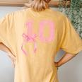 Birthday Girl Pink Coquette Bow 10 Year Old Aesthetic Girly Women's Oversized Comfort T-Shirt Back Print Mustard