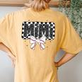Cute Baseball Mimi Ballpark Coquette Bow Grandma Women's Oversized Comfort T-Shirt Back Print Mustard