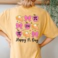Happy Pi Day Coquette Bow Pie Numbers Math Teacher Science Women's Oversized Comfort T-Shirt Back Print Mustard