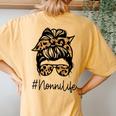 Nonni Leopard Messy Bun Mother's Day For Grandmothers Women's Oversized Comfort T-Shirt Back Print Mustard