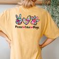 Peace Love Dogs Floral Dog Paw Dog Mom Cute Mother's Day Women's Oversized Comfort T-Shirt Back Print Mustard