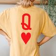 Queen Of Hearts King Of Heart Couple Matching Letter Q Women's Oversized Comfort T-Shirt Back Print Mustard