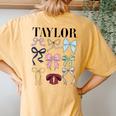 Retro Coquette Taylor First Name Personalized Birthday Girl Women's Oversized Comfort T-Shirt Back Print Mustard