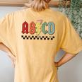 Rock Abcd Out Of School Kindergarten Teacher Appreciation Women's Oversized Comfort T-Shirt Back Print Mustard