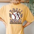 T-Ball Mama Mom Mother's Day Coquette -Ball Womens Women's Oversized Comfort T-Shirt Back Print Mustard