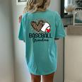 Baseball Grandma Leopard Heart Proud Baseball Grandma Women's Oversized Comfort T-Shirt Back Print Chalky Mint