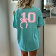 Birthday Girl Pink Coquette Bow 10 Year Old Aesthetic Girly Women's Oversized Comfort T-Shirt Back Print Chalky Mint
