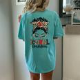 Leopard Messy Bun Grandma Life Football Grandma Women's Oversized Comfort T-Shirt Back Print Chalky Mint