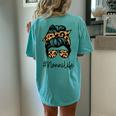 Nonni Leopard Messy Bun Mother's Day For Grandmothers Women's Oversized Comfort T-Shirt Back Print Chalky Mint