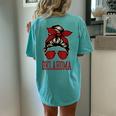 Oklahoma Girl Mom Messy Bun Hair Ok Us College Font Women's Oversized Comfort T-Shirt Back Print Chalky Mint