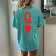 Queen Of Hearts King Of Heart Couple Matching Letter Q Women's Oversized Comfort T-Shirt Back Print Chalky Mint