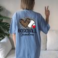 Baseball Grandma Leopard Heart Proud Baseball Grandma Women's Oversized Comfort T-Shirt Back Print Blue Jean