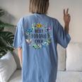 Best Mamaw Ever Butterfly Floral Personalized Name Women's Oversized Comfort T-Shirt Back Print Blue Jean