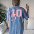 Birthday Girl Pink Coquette Bow 10 Year Old Aesthetic Girly Women's Oversized Comfort T-Shirt Back Print Blue Jean