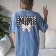 Cute Baseball Mimi Ballpark Coquette Bow Grandma Women's Oversized Comfort T-Shirt Back Print Blue Jean