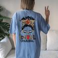 Leopard Messy Bun Grandma Life Football Grandma Women's Oversized Comfort T-Shirt Back Print Blue Jean