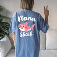 Nana Shark Mother's Day Grandma Women's Oversized Comfort T-Shirt Back Print Blue Jean