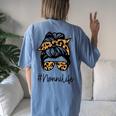 Nonni Leopard Messy Bun Mother's Day For Grandmothers Women's Oversized Comfort T-Shirt Back Print Blue Jean