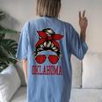 Oklahoma Girl Mom Messy Bun Hair Ok Us College Font Women's Oversized Comfort T-Shirt Back Print Blue Jean