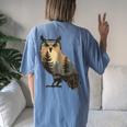 Owl Hunting Hiking Outdoor Camping Forest Owl Women's Oversized Comfort T-Shirt Back Print Blue Jean