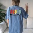 Rock Abcd Out Of School Kindergarten Teacher Appreciation Women's Oversized Comfort T-Shirt Back Print Blue Jean