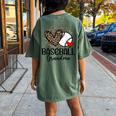 Baseball Grandma Leopard Heart Proud Baseball Grandma Women's Oversized Comfort T-Shirt Back Print Moss