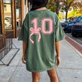 Birthday Girl Pink Coquette Bow 10 Year Old Aesthetic Girly Women's Oversized Comfort T-Shirt Back Print Moss