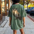 Owl Hunting Hiking Outdoor Camping Forest Owl Women's Oversized Comfort T-Shirt Back Print Moss