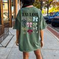 Retro Coquette Taylor First Name Personalized Birthday Girl Women's Oversized Comfort T-Shirt Back Print Moss