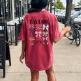 Retro Coquette Taylor First Name Personalized Birthday Girl Women's Oversized Comfort T-Shirt Back Print Crimson