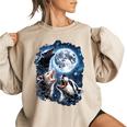 Animal Meme Moon Women's Oversized Sweatshirt – Fun Wildlife Theme Sand