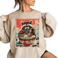 Anime Raccoon Sweatshirt | Women's Oversized Ramen Lovers' Hoodie Sand