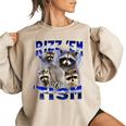 Autistic Raccoon Rizz Women's Oversized Sweatshirt - Fun & Quirky Meme Top Sand