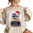 Christmas Raccoon Oversized Women's Sweatshirt - Dear Santa Humor Sand